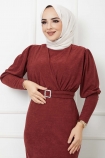 Tokalı Elbise 7064 - Kırmızı