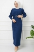 Tokalı Elbise 7064 - Mavi