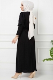 Tokalı Elbise 7064 - Siyah