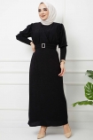 Tokalı Elbise 7064 - Siyah