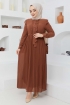 Ezgi Şifon Elbise 7142 - Kahve