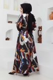 Açelya Karışık Desenli Elbise - 7186