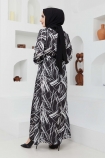 Açelya Fırça Desenli Elbise - 7186
