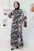 Açelya Fırça Desenli Elbise - 7186