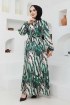 Açelya Yeşil Desenli Elbise - 7186