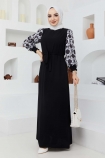 Zincir Desenli Elbise - 8001