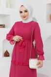 Ece Şifon Elbise 7149 - Fuşya