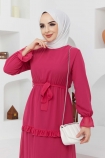 Ece Şifon Elbise 7149 - Fuşya