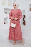 Hürrem Şifon Elbise 7193 - Pembe