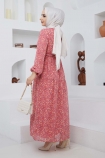 Hürrem Şifon Elbise 7193 - Pembe