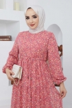 Hürrem Şifon Elbise 7193 - Pembe