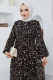 Hürrem Şifon Elbise 7193 - Siyah