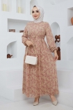 Hürrem Şifon Elbise 7193 - Vizon