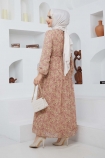 Hürrem Şifon Elbise 7193 - Vizon
