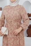Hürrem Şifon Elbise 7193 - Vizon