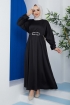 Gamze Saten Elbise 7291 - Siyah