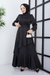 Eylül Saten Elbise 7015 - Siyah