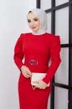 Karpuz Kol Elbise 7304 - Kırmızı