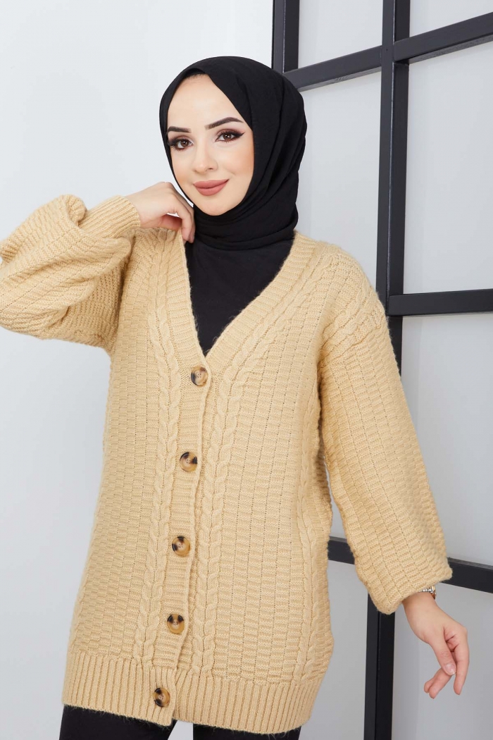 Standart Beden Hırka 0021 - Krem