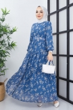 Asel Şifon Kumaş Elbise 4515 - Mavi