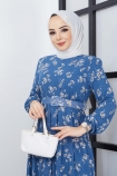 Asel Şifon Kumaş Elbise 4515 - Mavi