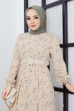 Asel Şifon Kumaş Elbise 4515 - Krem