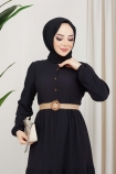 Bürümcük Elbise 4657 - Siyah