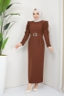 Aynalı Elbise 4647 - Kahve