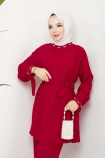 İnci Boncuk Detaylı Takım 4715 - Bordo
