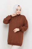 Çıtçıtlı Sweat 1454 - Kahve