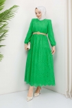 Güpürlü Elbise - Yeşil