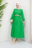 Güpürlü Elbise - Yeşil
