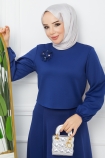 Broşlu Etek Takım 0906 - Lacivert