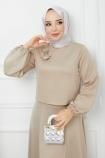 Broşlu Etek Takım 0906 - Taş