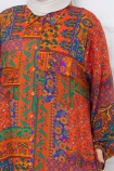 Kilim Desen Viskon Elbise 0582 - Turuncu