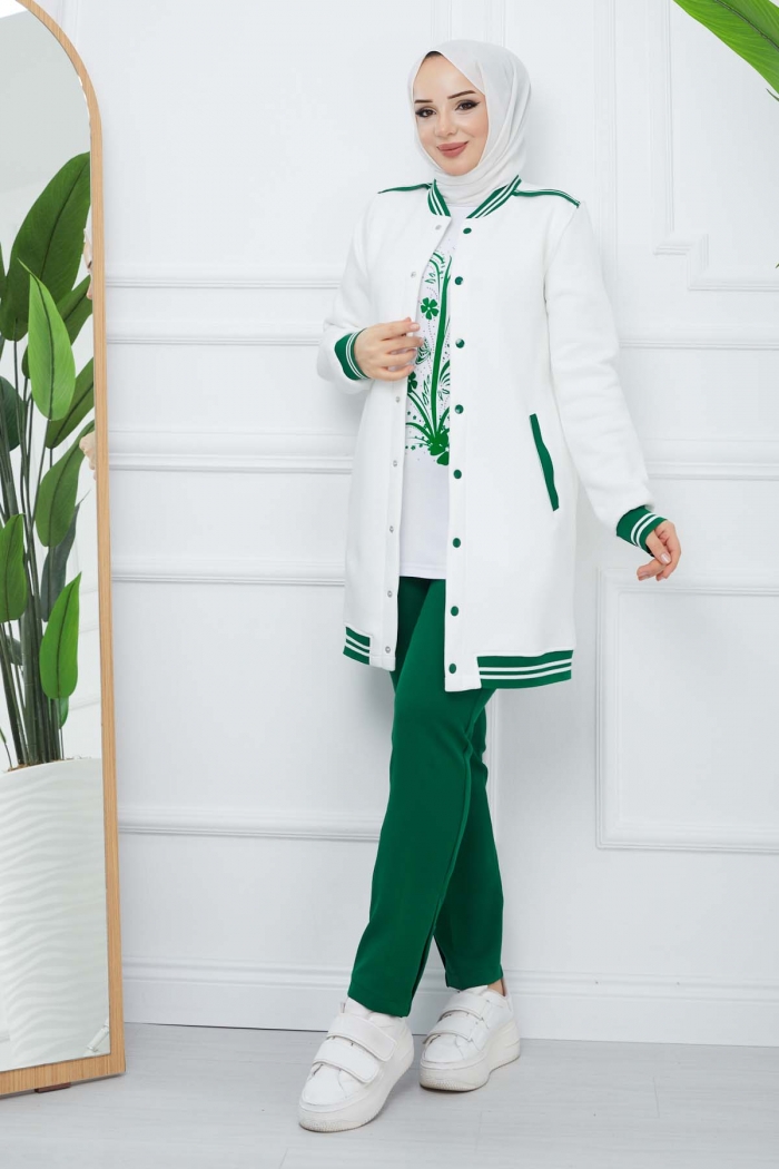 Cepleri Ribanalı Üçlü Takım 6098 - Zümrüt