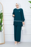 Tunik Ucu Piliseli Takım 6096 - Zümrüt