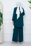 Tunik Ucu Piliseli Takım 6096 - Zümrüt