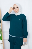 Tunik Ucu Piliseli Takım 6096 - Zümrüt
