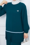 Tunik Ucu Piliseli Takım 6096 - Zümrüt
