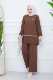 Tunik Ucu Piliseli Takım 6096 - Kahve