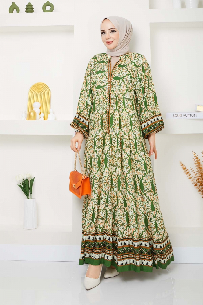 Ayça Viskon Elbise 1277 - Yeşil