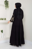 Selvi Viskon Elbise 0229- Siyah