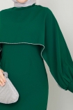Selin Taş Şeritli Elbise 0236 - Zümrüt