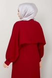 Selin Taş Şeritli Elbise 0236 - Kırmızı