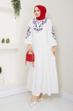 Mutlu Viskon Elbise 1480 - Beyaz