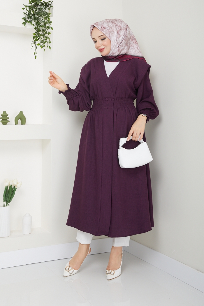 Kaplama Düğmeli Kap 4836 - Mürdüm