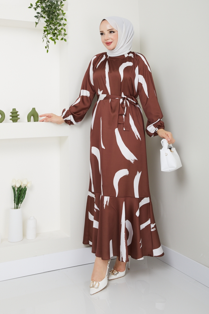 Büşra Elbise - Kahve