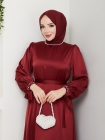 İntizar Elbise - Bordo
