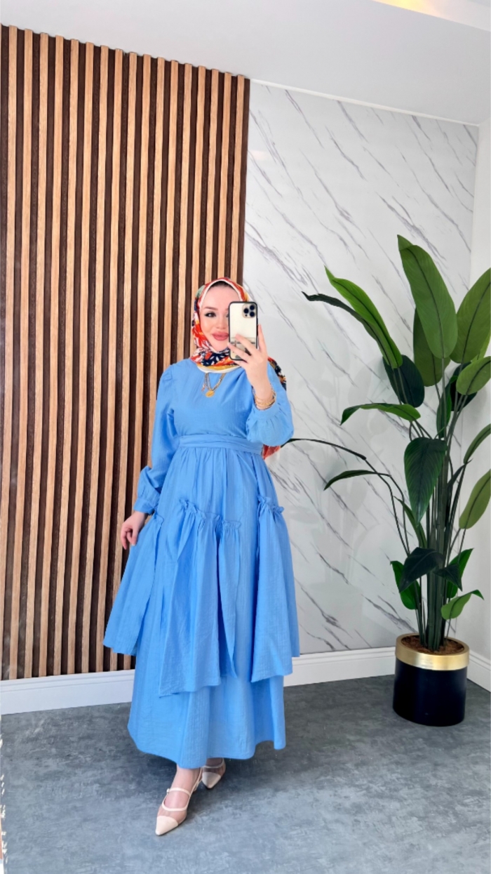 Orkide Elbise - Mavi